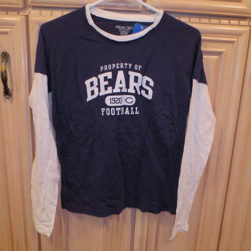 NFL Chicago Bears Women's Long-Sleeve Top, Navy Blue & White, 100% Cotton (163)